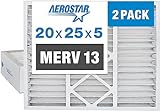 Aerostar 20x25x5 Air Filter MERV 13, Furnace Filters AC HVAC Replacement for Honeywell FC100A1037, Lennox X6673, Carrier EXPXXFIL0020, Bryant, and Payne (2 Pack) (Actual Size: 19.88' x 24.75' x 4.38')