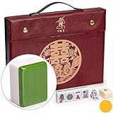 Yellow Mountain Imports Professional Chinese Mahjong Game Set - Double Happiness (Green) - with 146 Medium Size Tiles, 3 Dice and a Wind Indicator - for Chinese Style Game Play
