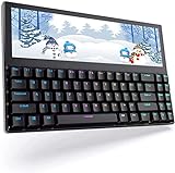 JJTechGiant Touchscreen Gaming Mechanical Keyboard 12.6 Inch Portable Laptop Wired USB RGB Backlit Compact Monitor with DIY Keycap Plug and Play Split Screen Keyboard for Mac Windows Android
