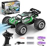 HENEROAR Remote Control Car, 2WD RC Cars, 1:18 Scale All Terrain Remote Control Monster Truck, 20 KM/H RC Trcuk with 2 Rechargeable Batteries and LED Toys for Boys, 4-7, 8-12