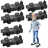 Poen 4 Pcs Adjustable Double Runner Ice Skates with Hook and Loop Fastener Straps Toddler Ice Skates Ice Skating Shoes Double Blade for Winter Toddler Training Shoes Beginner Youth, Black