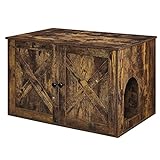 FEANDREA Hidden Cat Litter Box Enclosure, Wooden Cabinet Furniture, Cat Washroom with Doors, Indoor Cat House, Nightstand, End Table, 31.5 x 20.9 x 19.4 Inches, Rustic Brown UPCL002X01