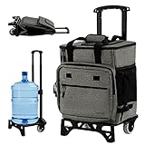 COSTWAY 50-Can Large Rolling Cooler, Leakproof Insulated Soft Cooler Bag with Wheels and Adjustable Handle, 3-in-1 Collapsible Cooler Trolley Cart for Beach, Camping, Picnic, Travel