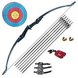 Tongtu Recurve Bow Right and Left Handed,Takedown Bow and Arrows for Adult & Youth Beginner 30lb 40lb Traditional Archery Bows Set with 6pcs Arrows (30 LBS)