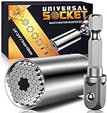 Super Universal Socket Tools Gifts for Men - Christmas Stocking Stuffers for Men Grip Socket Set with Power Drill Adapter Cool Stuff Ideas Gadgets for Men Birthday Gifts for Dad Women Husband (7-19mm)