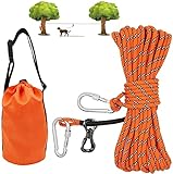XiaZ Dog Tie Out Cable for Camping, 75ft Portable Overhead Trolley System for Dogs up to 200lbs，Dog Lead for Yard, Camping, Parks, Outdoor Events,5 min Set-up