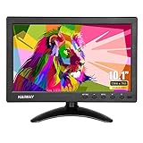 Haiway 10.1 inch Security Monitor, 1366x768 Resolution Small HDMI Monitor Small Portable Monitor with Remote Control with Built-in Dual Speakers HDMI VGA BNC USB Input for Gaming CCTV Raspberry Pi PC