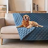 gogobunny 100% Double-Sided Waterproof Dog Bed Cover Pet Blanket Sofa Couch Furniture Protector for Kids Children Dog Cat, Reversible (52x82 Inch (Pack of 1), Dark Blue/Light Blue)
