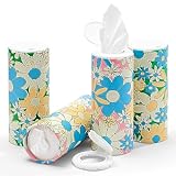 Car Tissues with Lotion, 4 Packs Cylinder Car Tissue Holder, Travel Tissues Box, Perfect Fit for Car Cup Holder, Round Tube Tissue Container