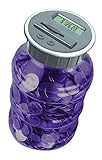 Digital Coin Counter by Digital Energy Pennies Nickles Dimes Quarter Savings Jar | Transparent Purple w/LCD Display