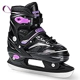 OBENSKY Adjustable Ice Skates - Kids Ice Skates for Girls and Boys - Soft Padding and Reinforced Ankle Support - Fun Ice Hockey Skates for Outdoor and Rink-Big Kids, Purple