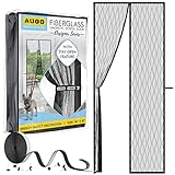 AUGO Magnetic Fiberglass Design Screen Door - Self Sealing, Heavy Duty, Hands Free Mesh Partition Keeps Bugs Out - Door Screen Magnetic Closure - Patent Pending Keep Open Feature - 34 Inch x 81 Inch