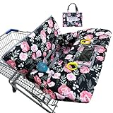 Basumee Shopping Cart Cover for Baby High Chair Covers for Restaurant Seat Grocery Cart Cover for Babies Girl Boy Cart Covers with Storage Pouch Baby Shopping Cart Cover, Black Flower