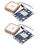 PAMEENCOS 2pcs GY-NEO6MV2 NEO-6M GPS Flight Controller Module, 3V-5V, with EEPROM MWC APM2.5 Super Strong Ceramic Antenna for Arduino