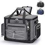 Maelstrom Soft Cooler Bag,Soft Sided Insulated Hard-Bottom Beach Ice Chest Large Leakproof Camping Portable Travel Cooler for Camping,Grocery Shopping,Gray,40 Can
