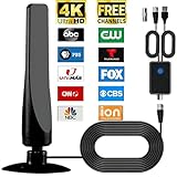 TV Antenna - TV Antenna for Local Channels, 2024 Upgraded Indoor TV Antenna 300+ Miles Range with Amplifier Signal Booster, Antenna TV Digital HD Indoor, Support 4K 1080p All TVs, 360 Reception