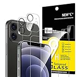NEW'C [4 Pack 2 x Glass Screen Protector for iPhone 12 Mini and 2 x Rear Camera Screen Protector Ultra Resistant 10H Hardness Glass