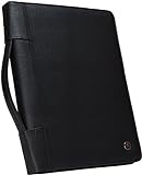 Case-it Executive Zippered Padfolio with Removable 3-Ring Binder and Letter Size Writing Pad, Black