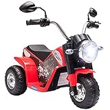 Aosom Electric Motorcycle for Kids, 6V Battery Powered Ride-On Dirt Bike 3-Wheels Motorbike with Horn Headlights Realistic Sounds Speed for 18-36 Months Red