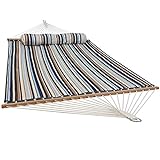 Sunnydaze Outdoor Quilted Fabric Hammock - Two-Person with Spreader Bars - Heavy-Duty 450-Pound Capacity - Ocean Isle