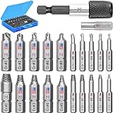 22 pc Screw Extractor Set for Stripped, Broken, Damaged Screws - Remover Kit w/Drill Bits Extractors, Bit Extension & Socket Adapter by Mata1