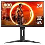 AOC C24G1A 24' Curved Frameless Gaming Monitor, FHD 1920x1080, 1500R, VA, 1ms MPRT, 165Hz (144Hz supported), FreeSync Premium, Height adjustable Black