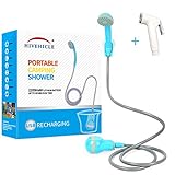 HiVehicle Portable Shower for Camping – Portable Camping Shower with Electric USB Rechargeable Battery,Outdoor Camp Shower Pump for Camping,Hiking,Travel,Pet Cleaning,Car Wash,Water Flower(2 Head)