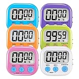 6 Pack Multi-Function Electronic Timer - Magnetic Digital Timers Big LCD Display The Loud / Silent Switch Countdown Timer Extensively Use in Break Time, Cooking,Gym, Meeting, Classroom