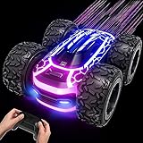 Tecnock Remote Control Car for Boys 4-7, 2.4GHz Rc Stunt Car for Kids, 360°Rotating Double Sided RC Car with Lights, Car Toy for Boys and Girls