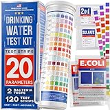 2023 All-New 20 in 1 Drinking Water Testing Kit 120 Strips - Home Tap and Well Water Test Kit for Hardness, Lead, Iron, Copper, Chlorine, Fluoride and More