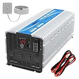 GIANDEL 4000W Heavy Duty Pure Sine Wave Power Inverter DC12V to AC120V with 4 AC Outlets Plus 1 hardwire Terminal Block and with Remote Control Listed by ETL