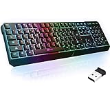 KLIM Chroma Wireless Gaming Keyboard RGB - Backlit Wireless Keyboard - Long-Lasting Rechargeable Battery - Quiet Water Resistant Ergonomic Keyboard - Teclado Gamer - PC PS5 PS4 Xbox One Mac - Black