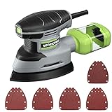 WORKPRO Detail Sander, 13,000 OPM Compact Electric Sander with Dust Collector, 1.6Amp Power Sander with 15PCS Sanderpapers for Tight Spaces Woodworking