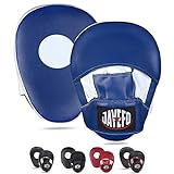 Jayefo Boxing Pads Focus Mitts for Training - Punching Blocking Pad for Boxing, Kick Boxing, MMA, Muay Thai and Material Arts - Curved Punch Mitts - Standard Size Pair - Blue/White