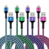 iPhone Charger Cable Cord 6ft Braided Charging Apple Original Nylon USB Cords fast charge Wire for iPhone 14 13 12 11 Pro Max Mini SE X 8 7 6s Plus, iPad, Long Cables Power Adapter Cargador 6ft -4Pack