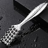 SUCCFLY Fish Scaler Stainless Steel, Premium Fish Scale Remover Integrated Casting, Heavy Duty Wedge-shaped Sawtooth Fish Descaler Tool, Ergonomic Handle Fish Scaler Remover No Mess, Fish Scaler Tool