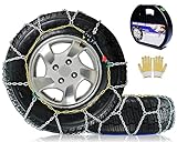 Snow-Chains Auto Fixing 1 Min Quick Fit Easy Installation Tire-Chains, Portable Reusable Universal Emergency Tire Traction Chain for Passenger Car, Pickup Trucks and SUV - Set of 2
