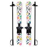 SOLA Winter Sports Kid's SLKS104 Beginner Snow Skis and Poles with Bindings Age 3-4 (Memphis)