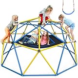 Hapfan Jungle Gym, 10ft Climbing Dome with Hammock and Swing, Outdoor Play Equipment with Monkey Bars for Kids 3-12, Supports 800LBS Backyard Climbing Toys