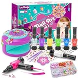 BATTOP Kids Nail Polish Kit Set for Girls, Nail Art Studio for Teenage with Nail Dryer & Polish Pen & 3D Decoration Cool Birthday Gifts for 7 8 9 10 11 12+ Year Old Girl