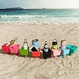 Home Queen Portable Beach Cup Holder with Pocket, Sand Coaster Cups for Beverage, Phone, Wallet, Beach Accessories for Vacation, 8-Pack