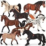 Divwa 8 Pieces 6'' Plastic Horse Figure Toy Set for Girl,Big Realistic Horse Toy Figurine Farm Animal Toy Gift for Boy Toddler Kid,Horse Party Favor Decoration Supplies Birthday Pinata
