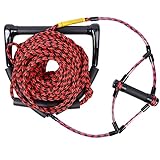 Water Sport Lines, Waterski Ropes Trick Handle 75 Foot 1-Section Phat Grip Thick Thermal Boat Wakeboard Water Sports Tow Rope (Red and Black)