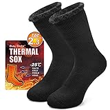 Busy Socks Winter Warm Thermal Socks for Men Women Extra Thick Insulated Heated Crew Boot Socks for Extreme Cold Weather, Medium, 1 Pair Black