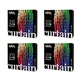 Twinkly TWW210SPP-TUS 210 LED RGB Multicolor White 3.5x7' Decorative Curtain Lights, Bluetooth WiFi App Controlled Lights for Home & Bedroom (4 Pack)