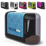 POWERME Electric Pencil Sharpener - Pencil Sharpener Battery Powered for Kids, School, Home, Office, Classroom, Artists – Battery Operated Pencil Sharpener for Colored Pencils, Ideal for No. 2 (Blue)