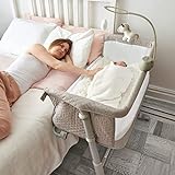 Cloud Baby Premium Bassinet Plus Hanging figurine, Music and Built-in Wheels - Best Baby Bassinets for Infant Newborn Girl Boy Unisex, Bedside Bassinet, Portable, and Sleeper for Safer Co-Sleeping.