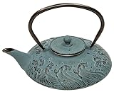 Cast Iron Teapot - Tranquility Waves, Blue - 27oz/0.8L (not for stove top use) - Old Dutch International (006BL)