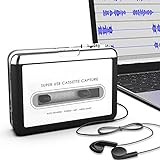 Cassette Player-Cassette Tape To MP3 CD Converter Via USB,Portable Cassette Tape Converter Captures MP3 Audio Music,Convert Walkman Tape Cassette To MP3 Format,Compatible with Laptops Mac and Personal