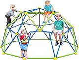 GIKPAL Climbing Dome, 10FT Dome Climber with Canopy Monkey Bars for Kids 3 to 10 Outdoor Play Equipment, Supports up to 1000lbs Jungle Gym, Anti-Rust, Easy Assembly, Gift for Kids - Blue+Green